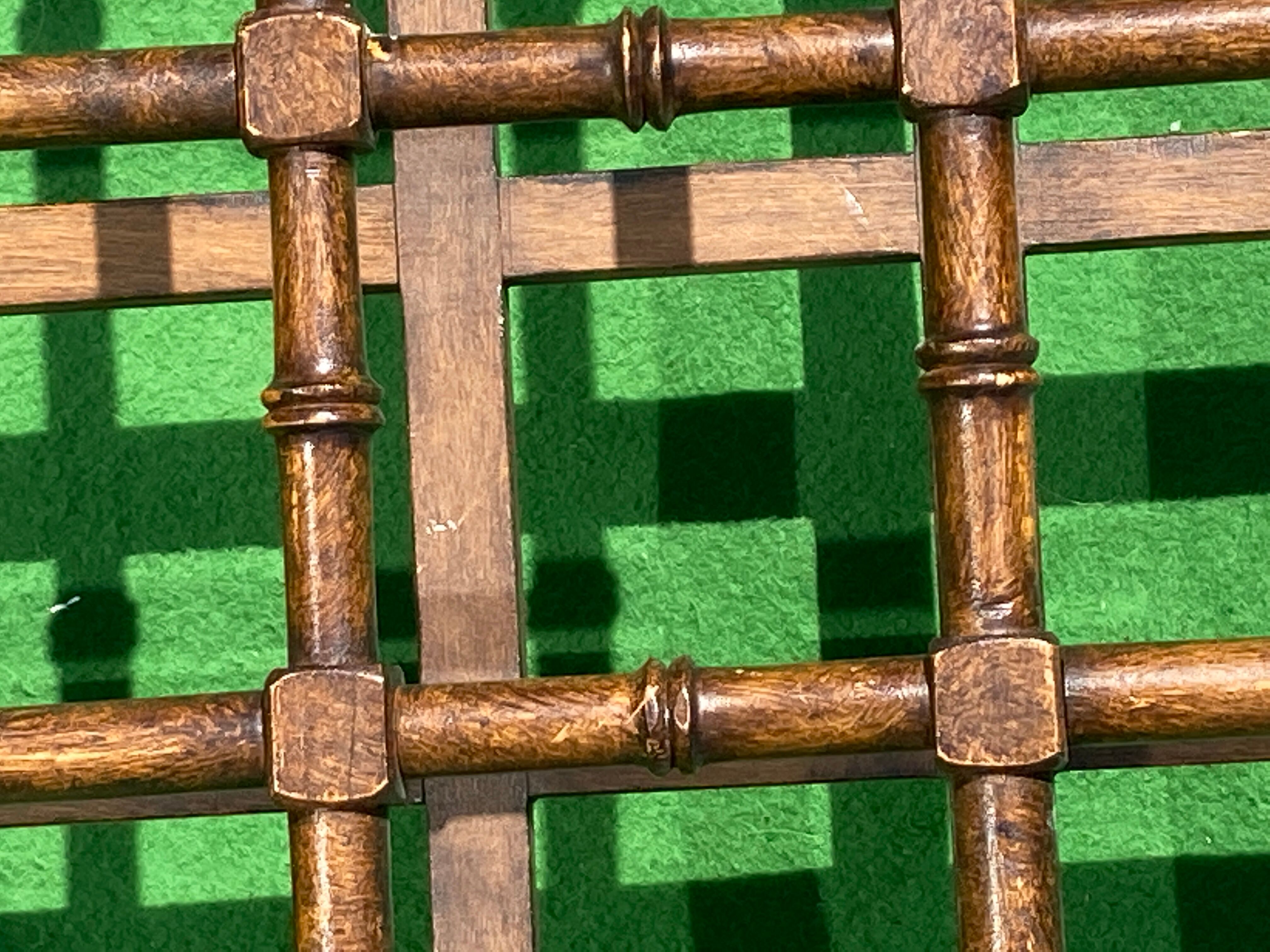 Midcentury Spanish "faux bamboo" coffee tray table with brass top