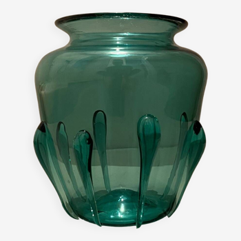 Vase Art Deco en verre vert