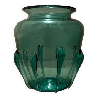 Vase Art Deco en verre vert