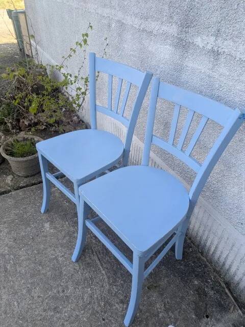 Pair of blue bistro chairs