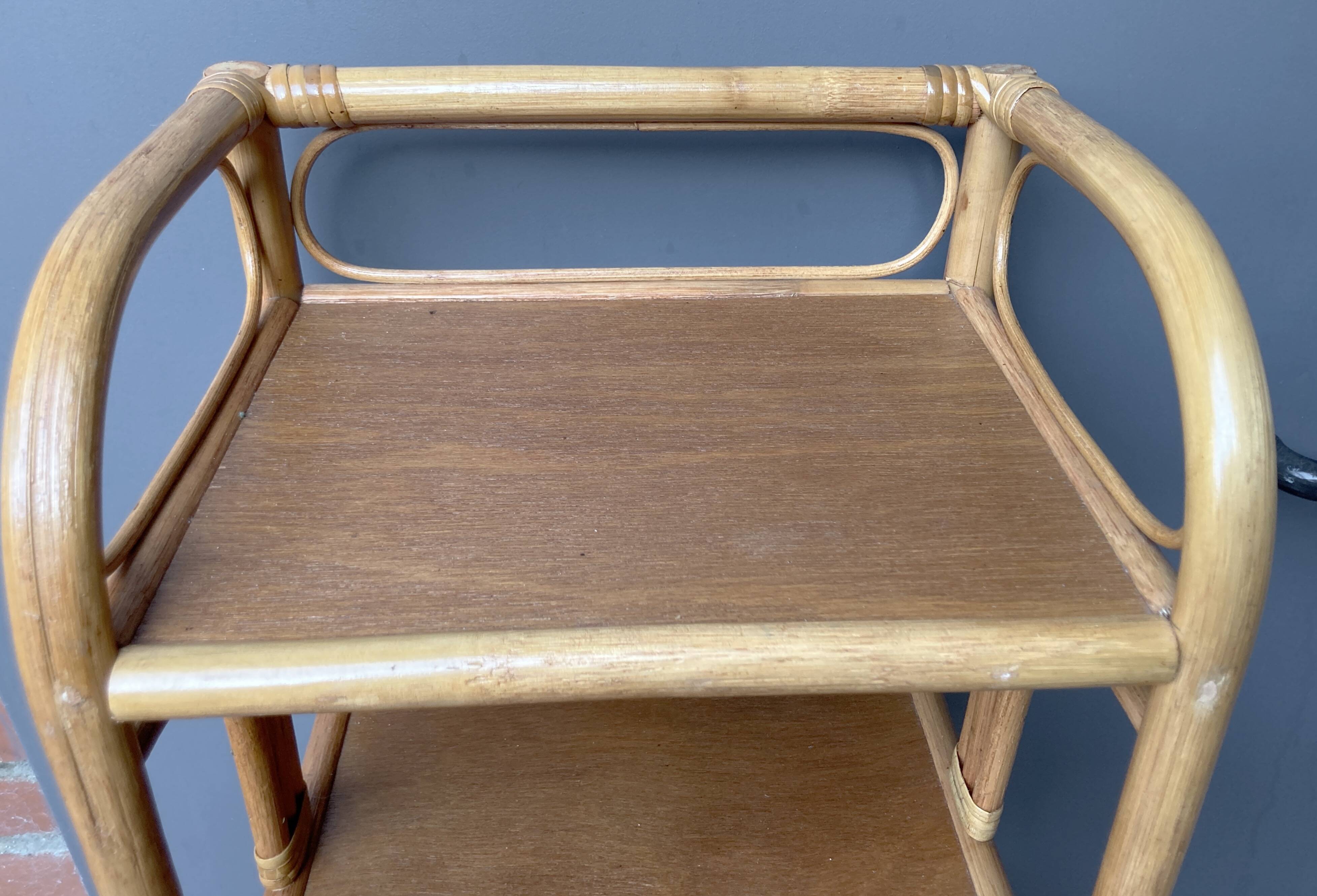 Vintage 3-tier rattan shelf