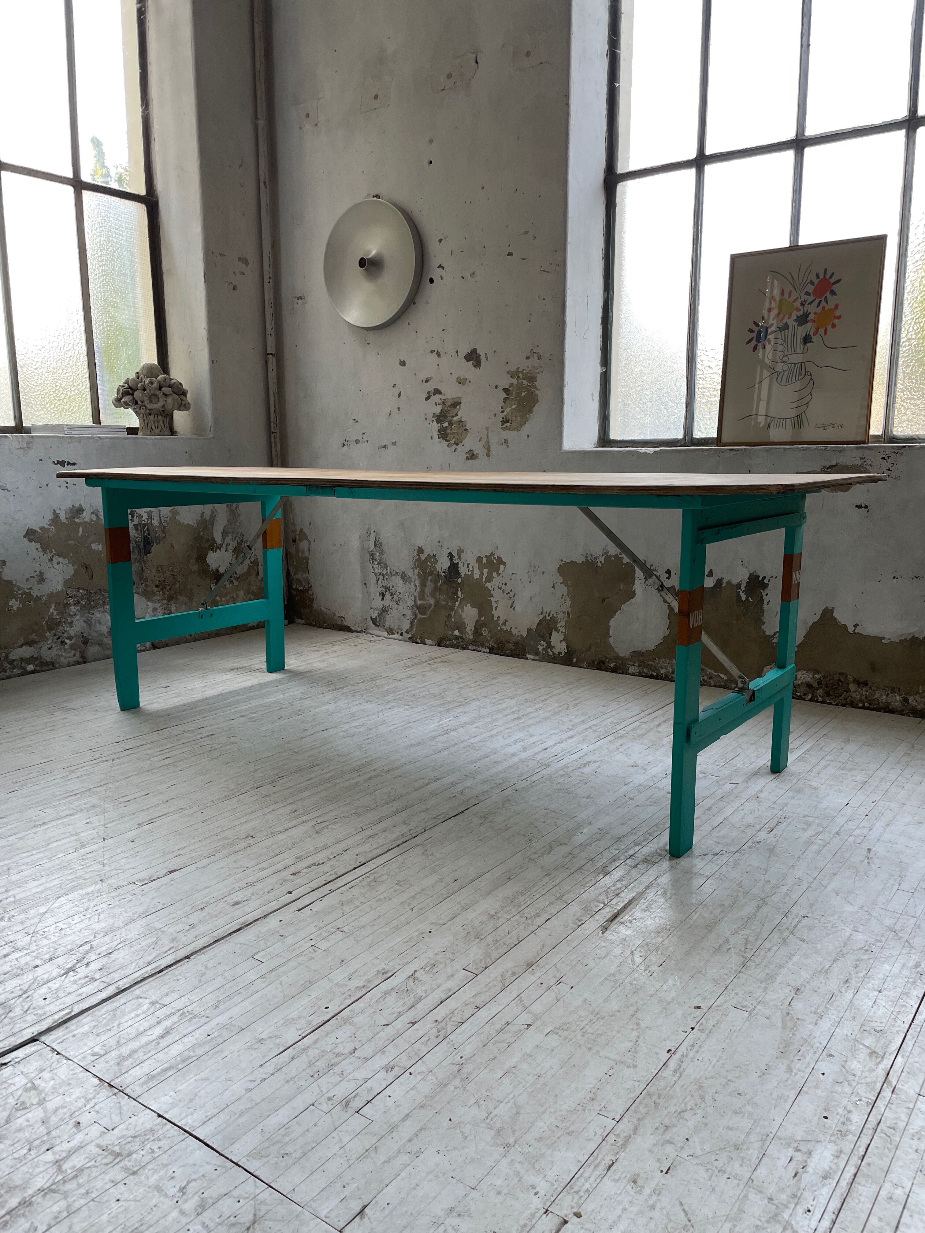 Vintage guinguette table 230 cm green