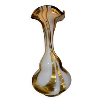 Murano vase 1960 ochre and white