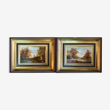 Pair oils on canvas signed Henri Plubel (XXeme)