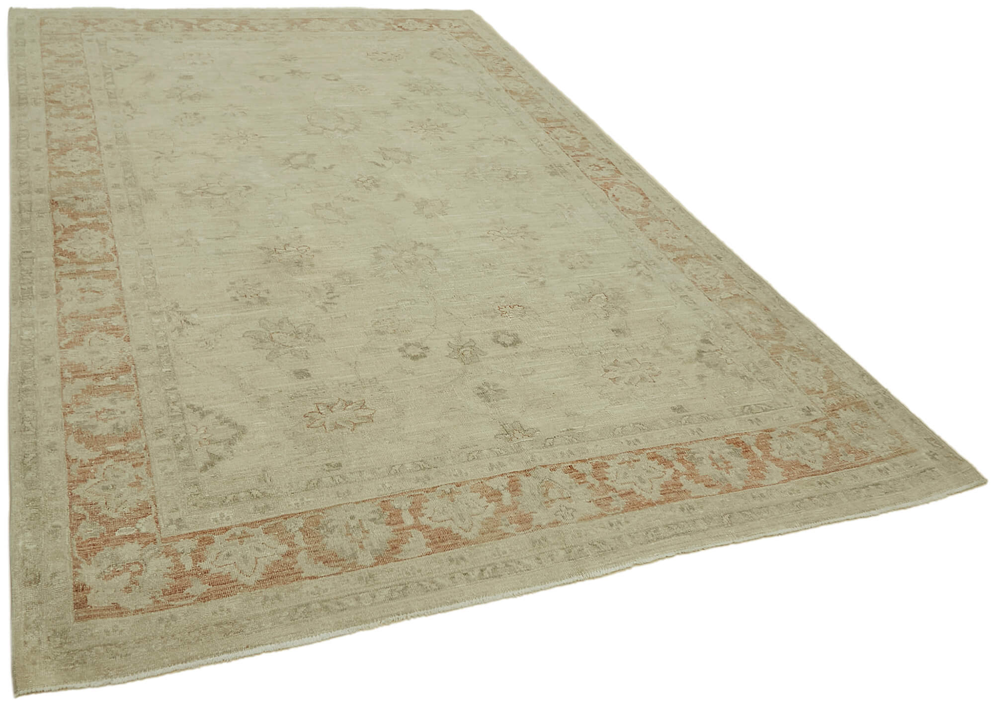 Hand-knotted persian vintage 1970s 196 cm x 295 cm beige wool carpet
