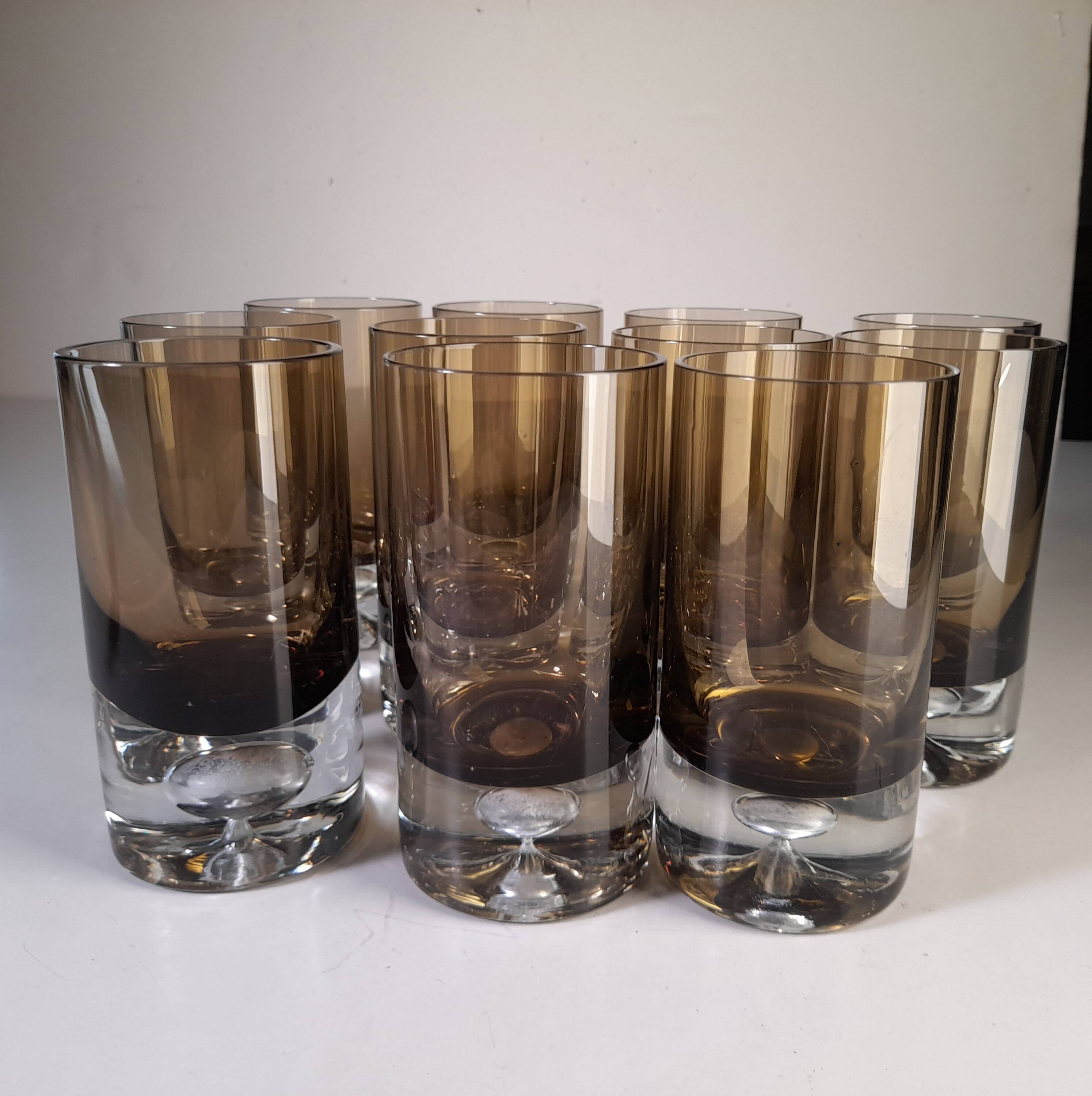 Set of 11 glasses, design by Roland Pösch Gral Glas, vintage 70s.