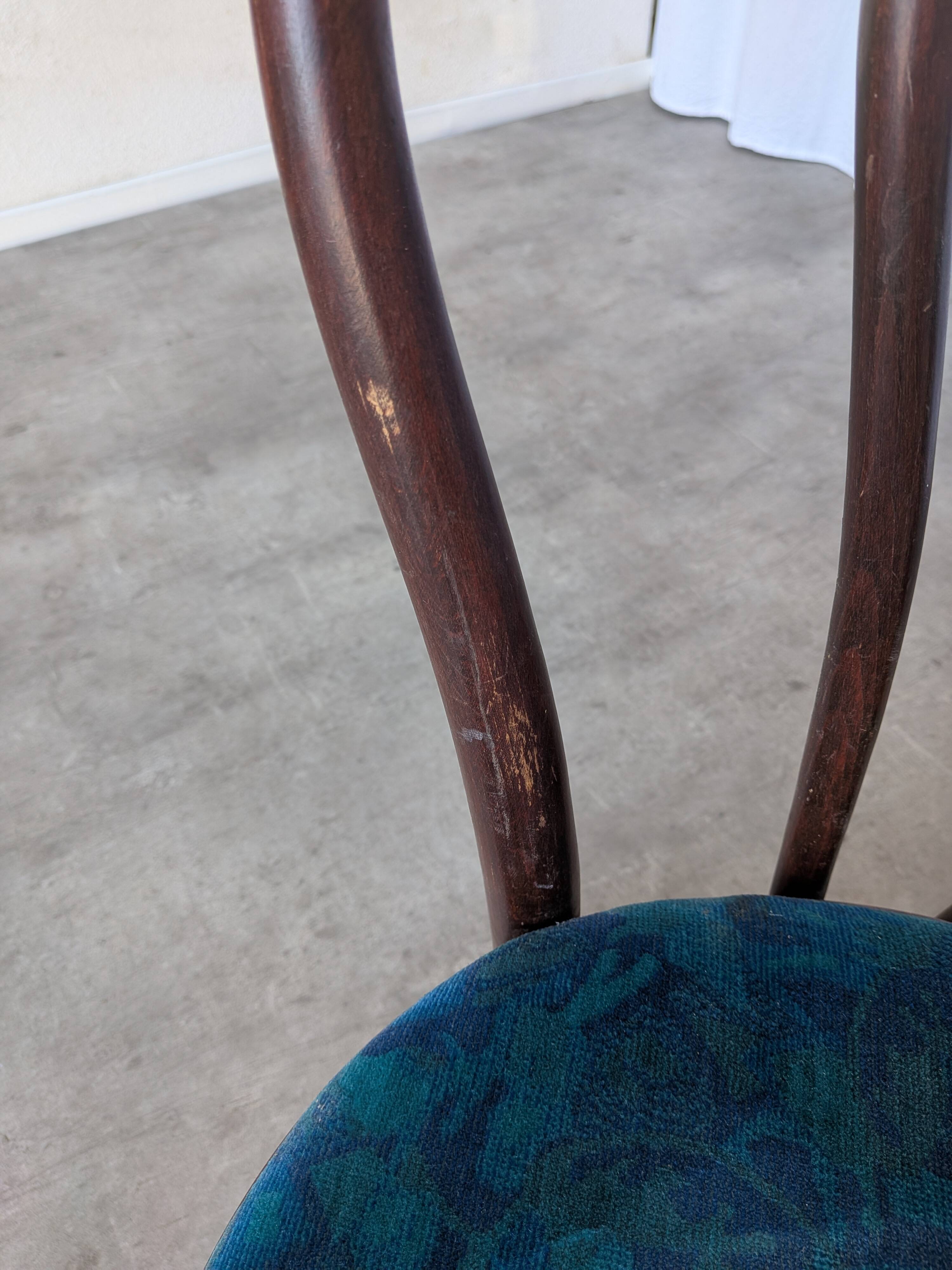 Vintage Bentwood Chair with Upholstered Seat / Thonet Style Dining Chair /