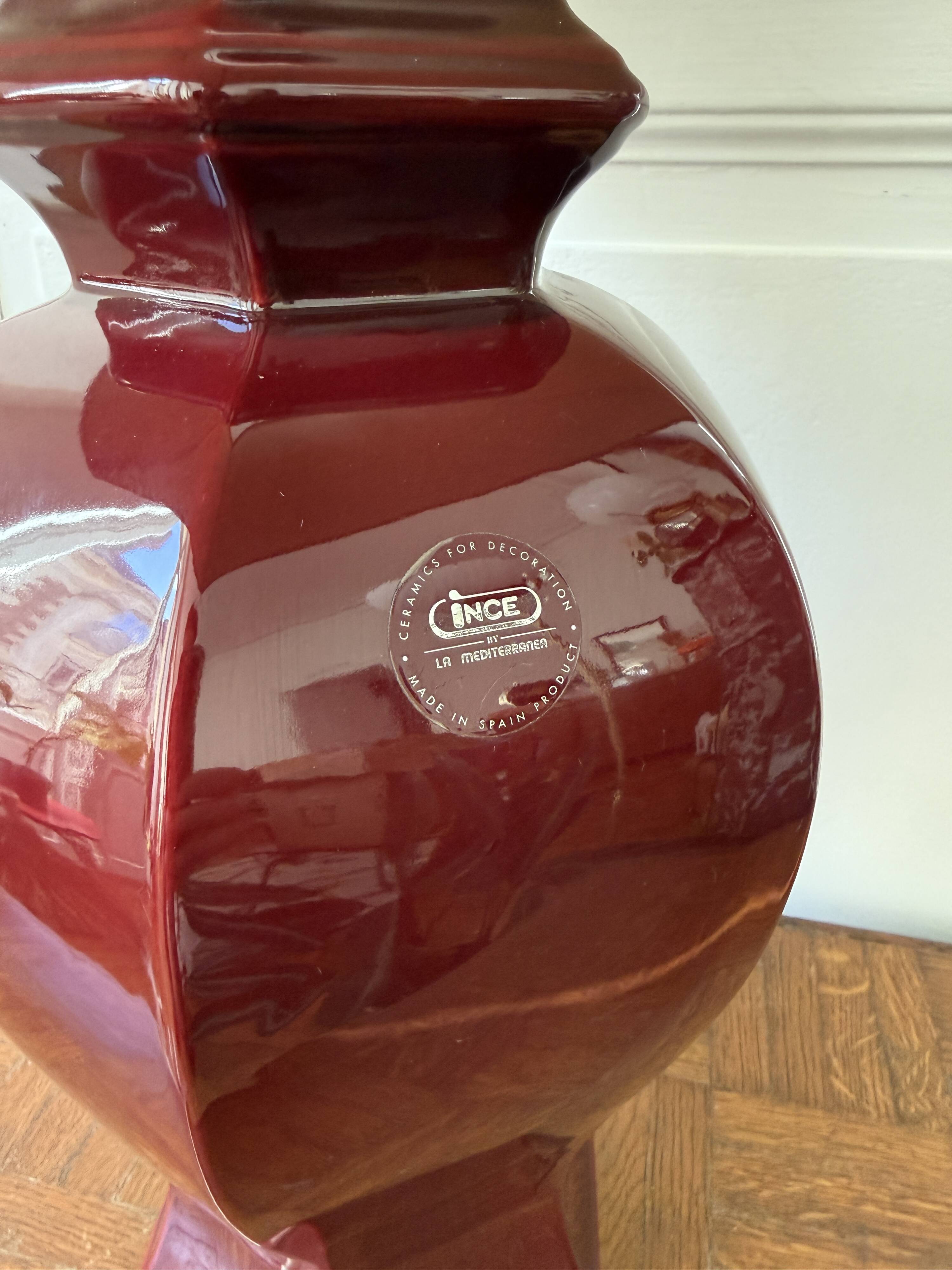 Large red ceramic lamp