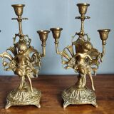 Antique bronze candlesticks