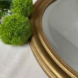 20th century golden oval mirror
