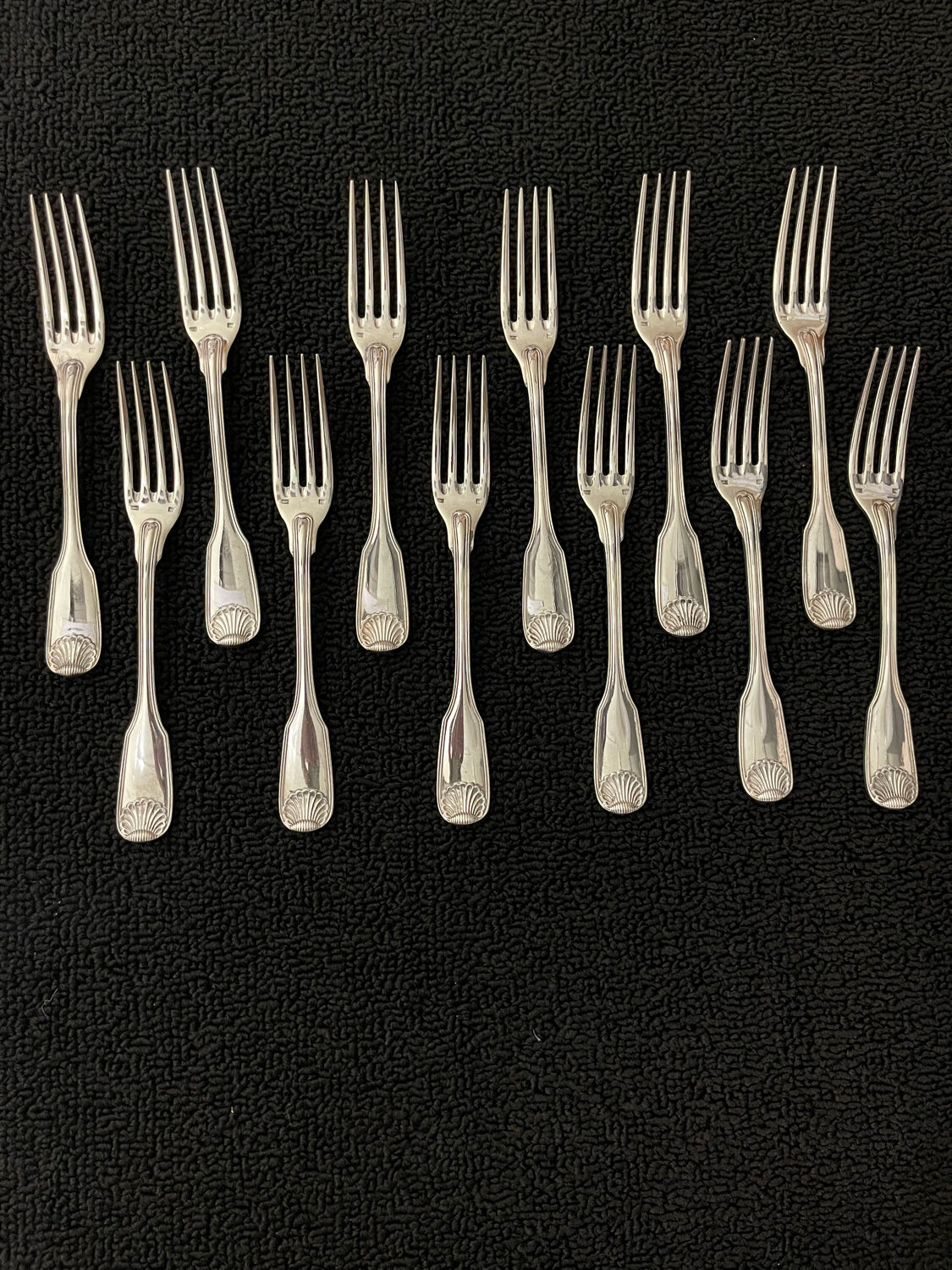 12 cutlery entremets model shell silver metal