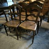 Series of 6 chairs in solid walnut and canework circa 1870