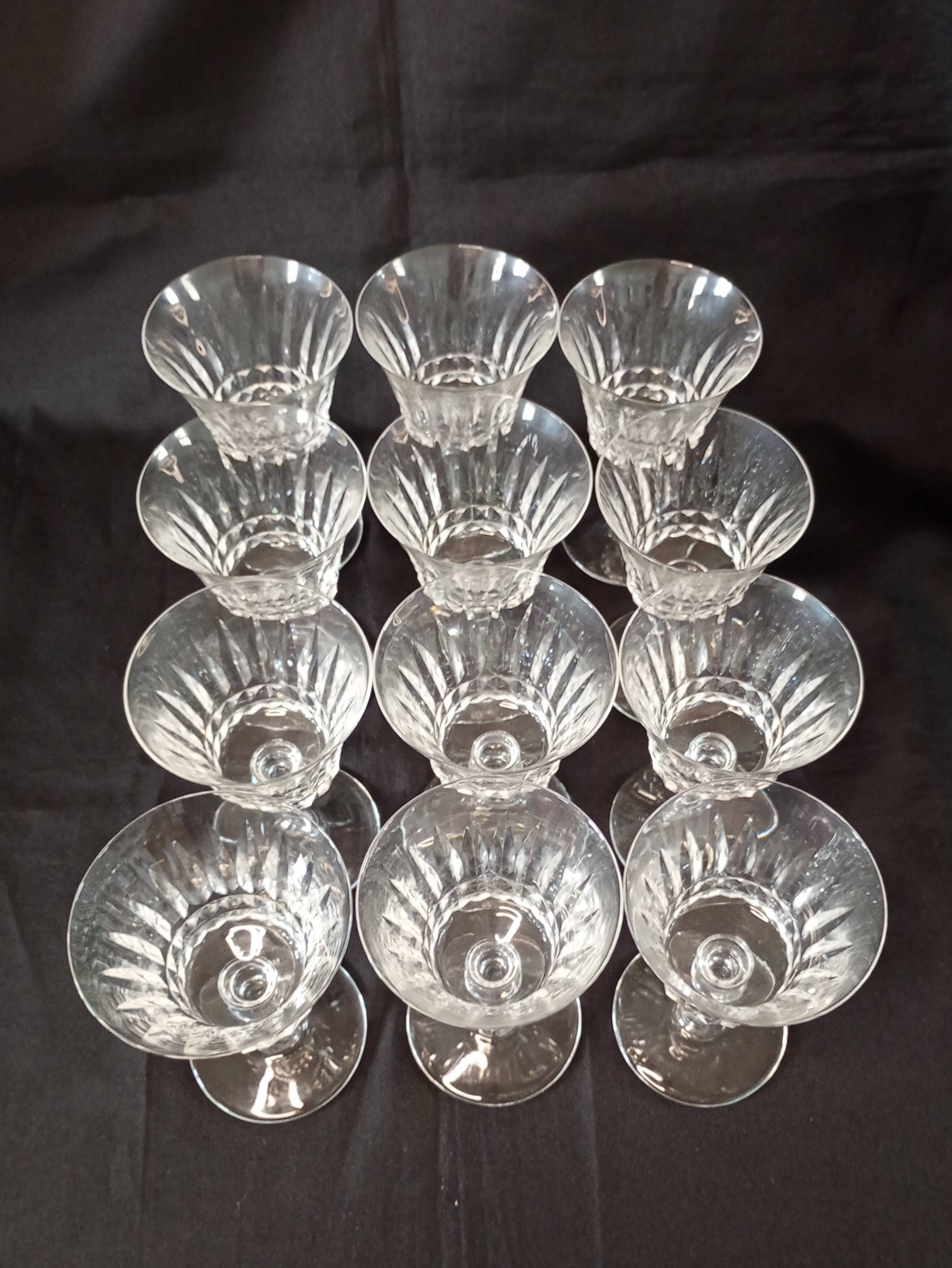Set of 12 Baccarat Piccadilly Cut Crystal Red Wine Goblets