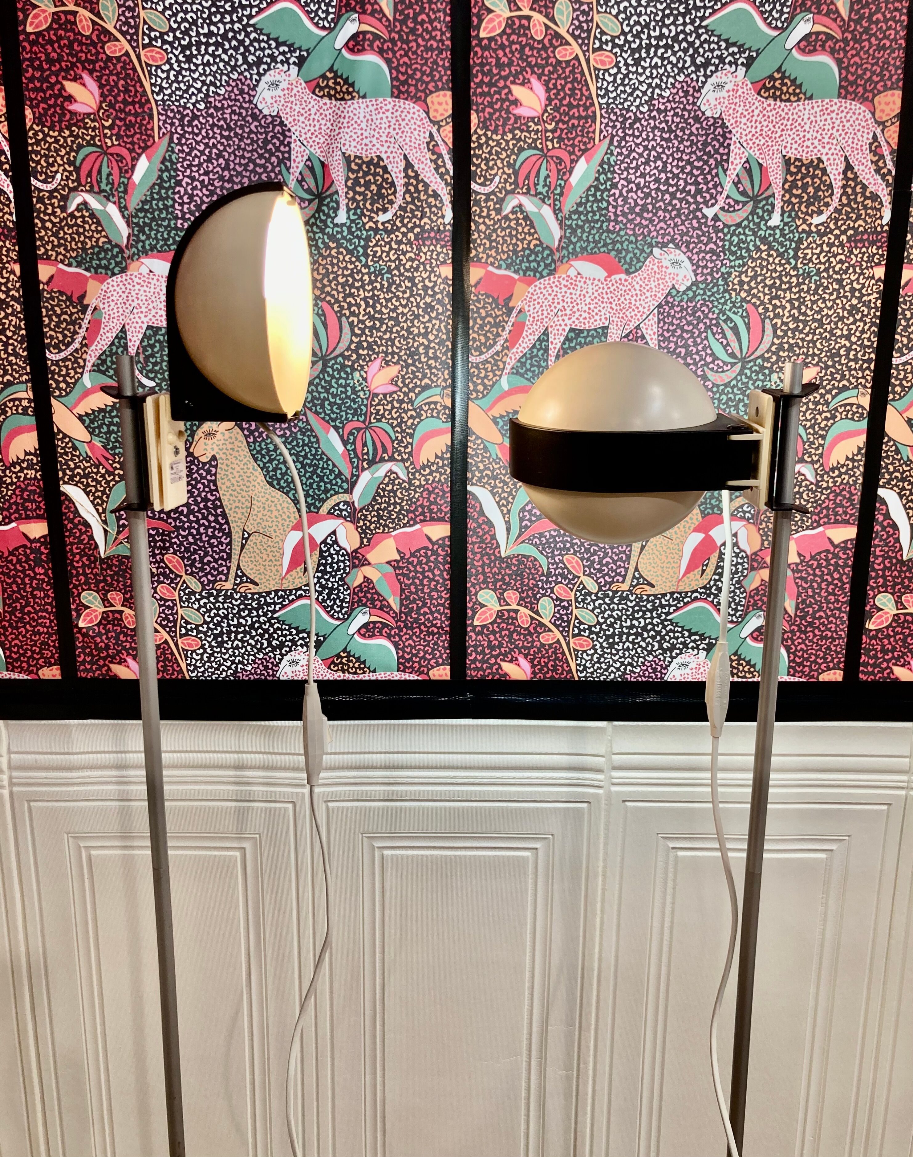 A pair of modular design floor lamps from the 1960s.