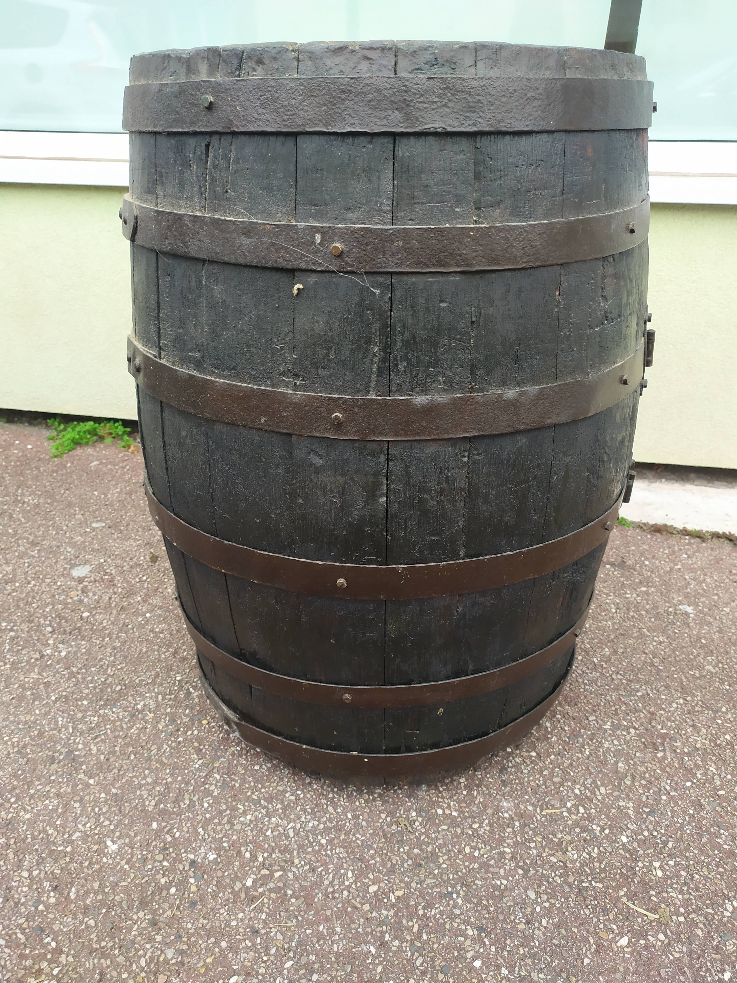 Bar tonneau bois - 71cm - sur roulette