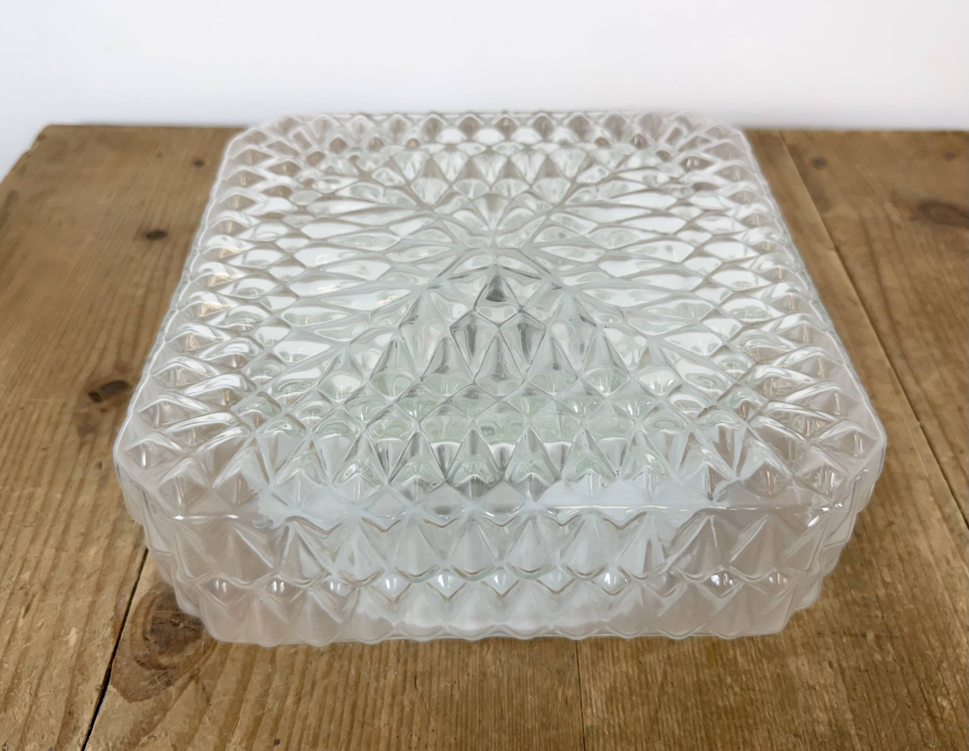 Vintage Glass Wall or Ceiling Light, 1970s