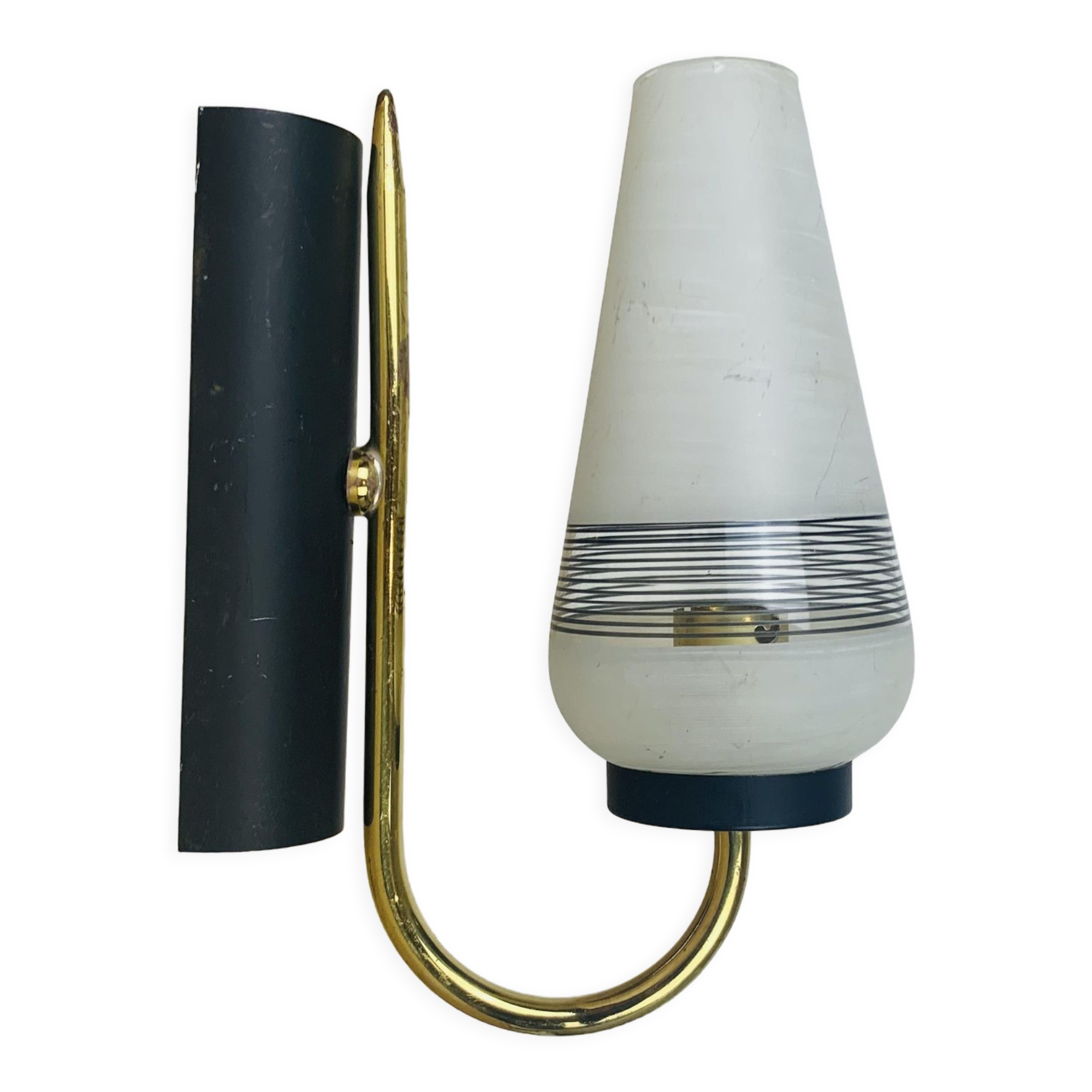Wall lamp 50s brass opaline metal vintage