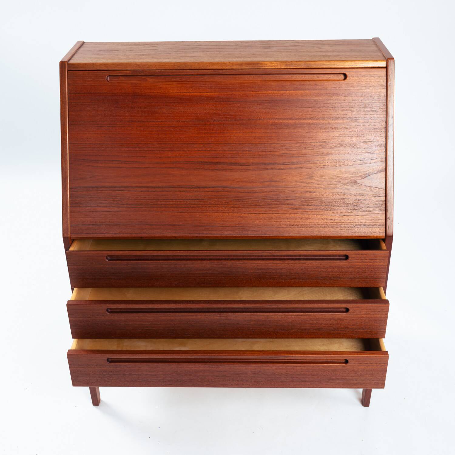 Kai Kristiansen model 63 desk teak secretaire with vanity mirror, 1960s