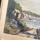 Old watercolor seaside landscape signed A. Brun