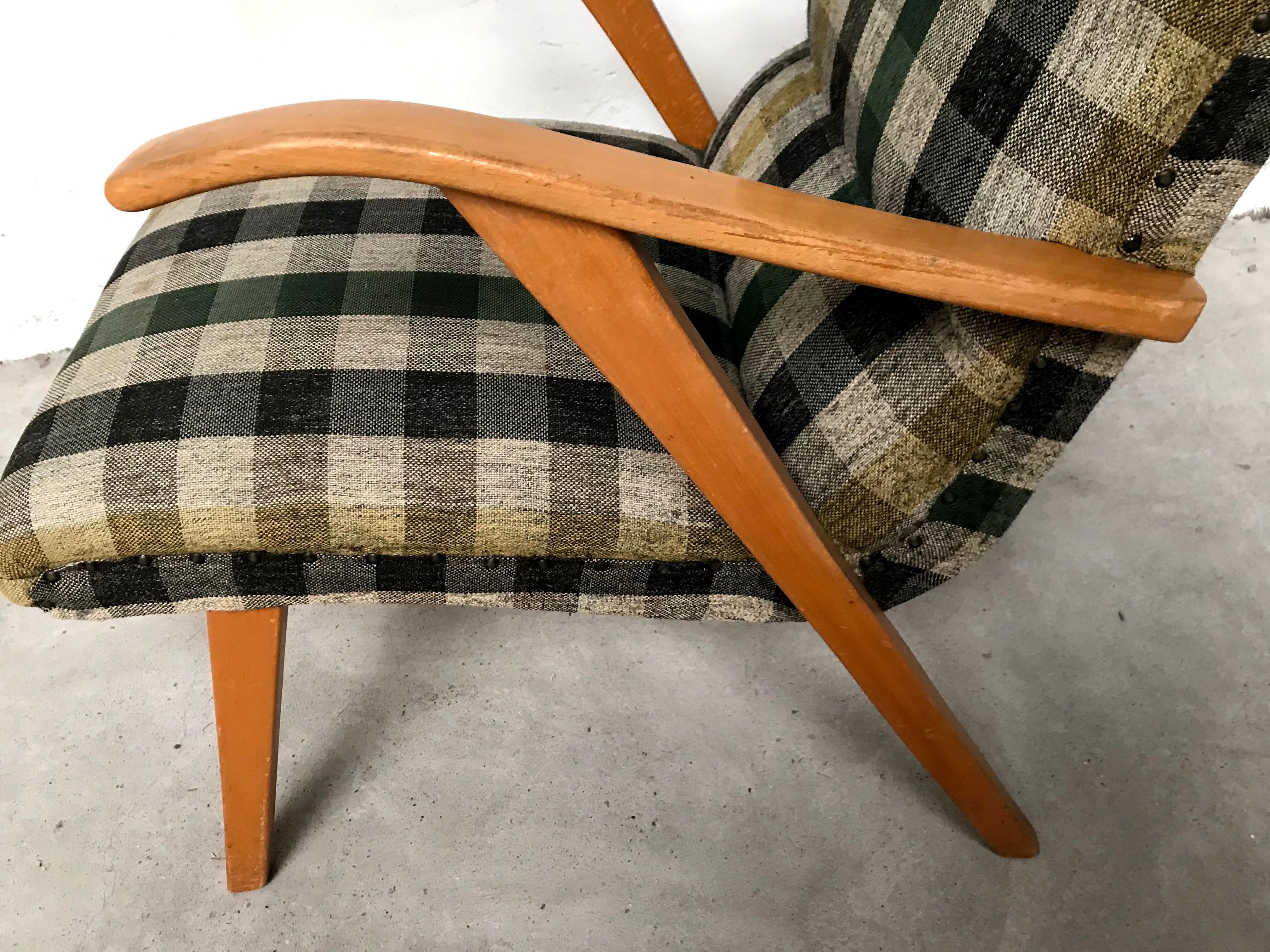 Vintage scottish plaid chair, 60s