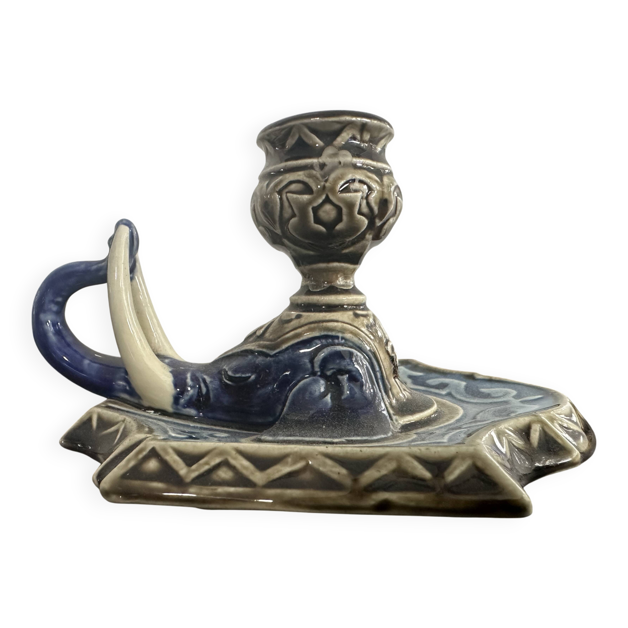 Zoomorphic candlestick, Choisy le Roi Boulenger, in the shape of an elephant, 19th century