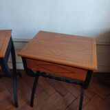 Pair of patinated Directoire style bedside or sofa end tables