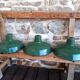 Set of 3 enamelled metal lampshades