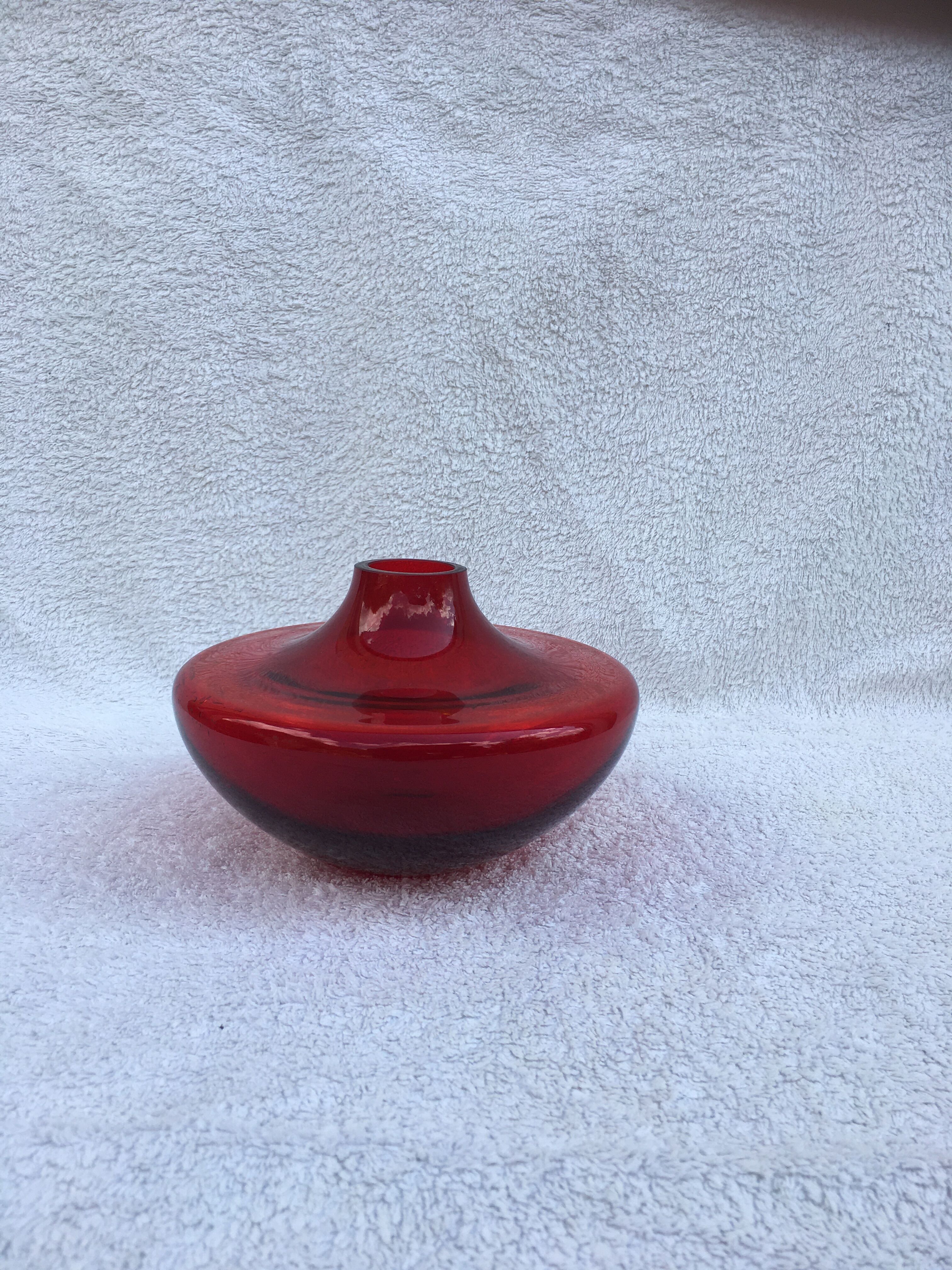 Vintage red glass vase