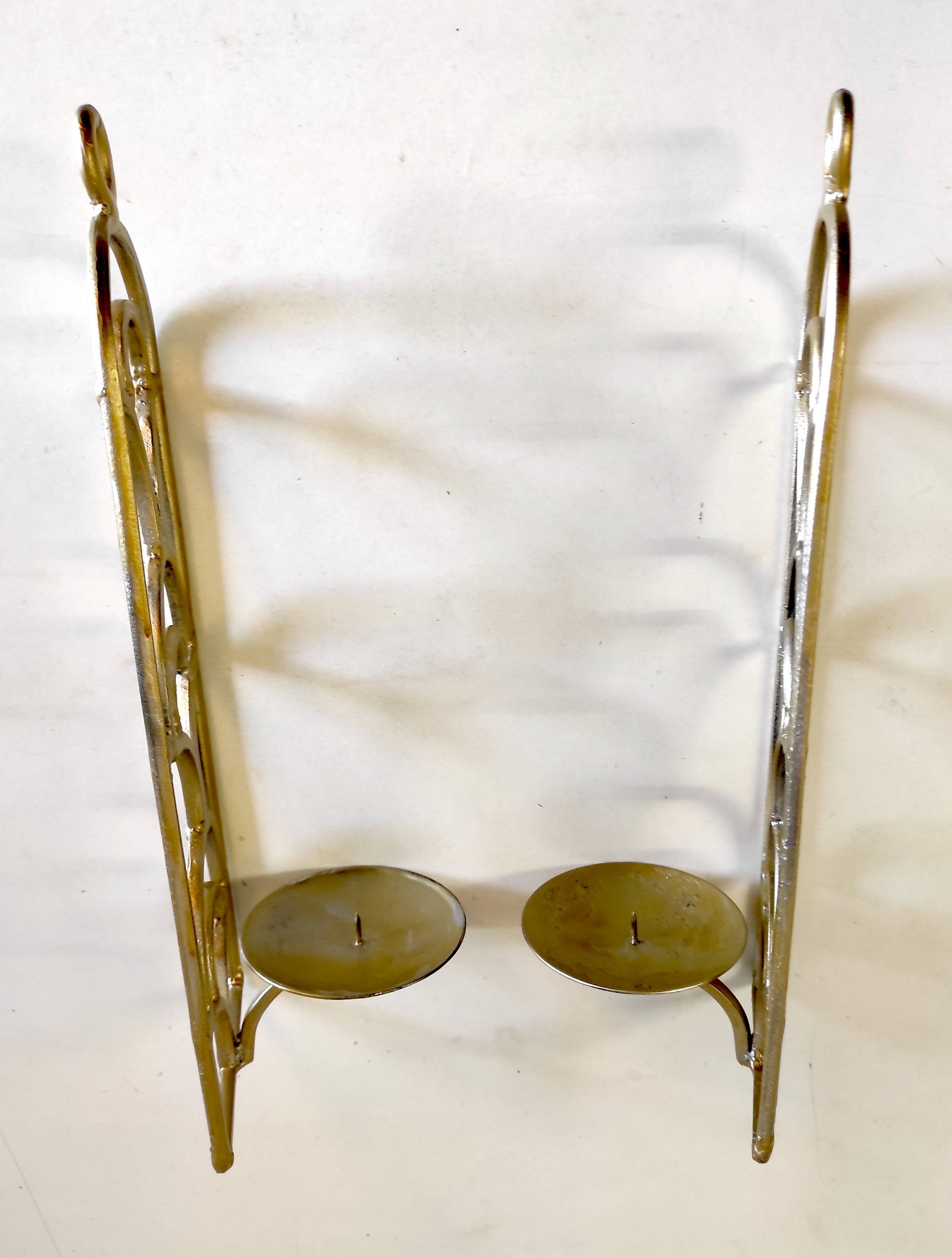 Duo d’appliques bougeoir en métal doré