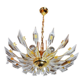 Chandelier '"sun" by Oscar Torlasco for Stilkronen cut glass triedri, Italy, 1970