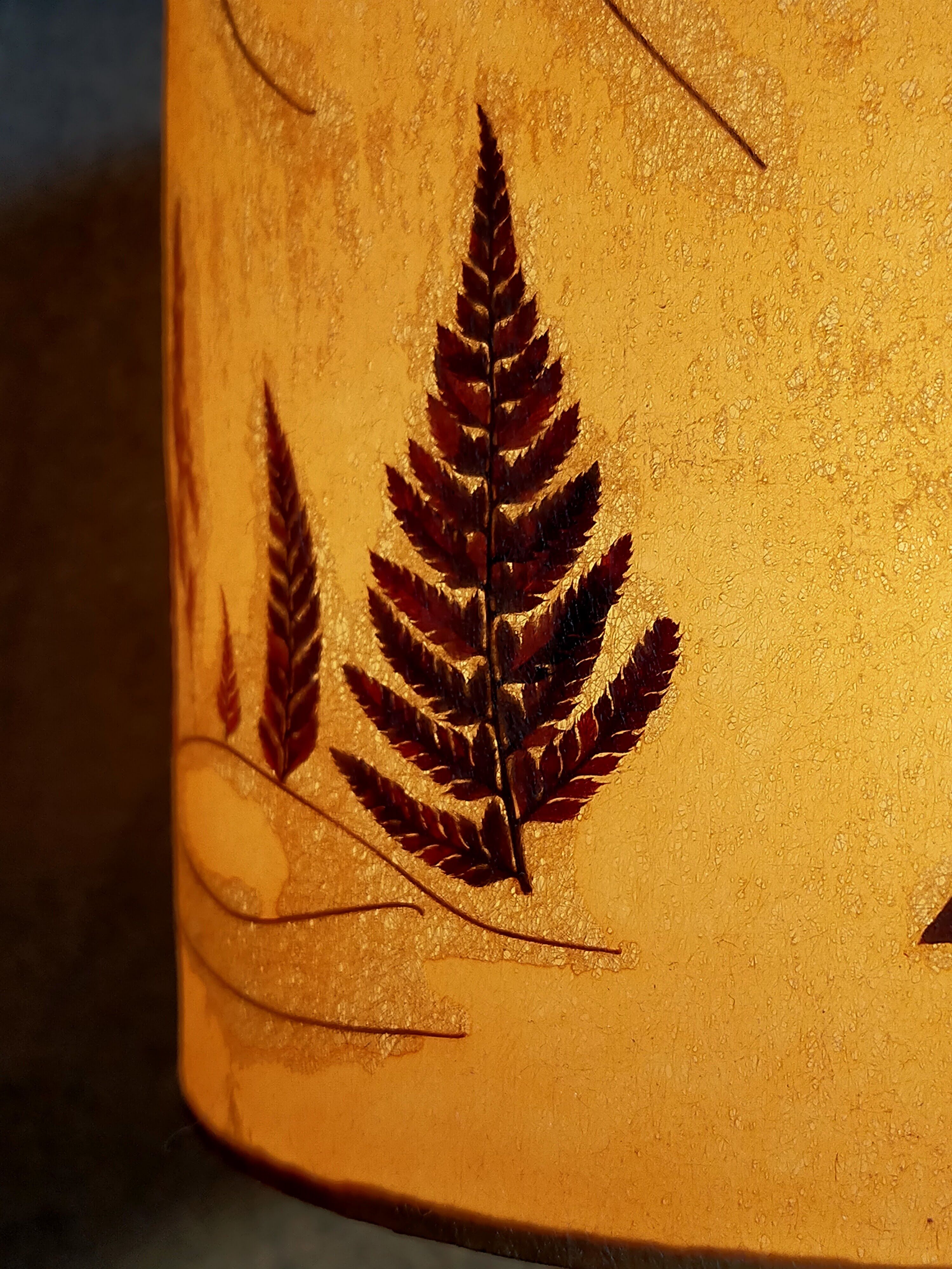 Vintage solid wood lamp and herbarium lampshade