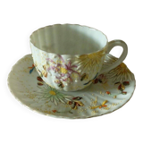 Coffee cup in fine porcelain with elmaille floral decoration