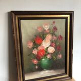 Oil on canvas still life bouquet of flowers