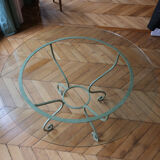 Roundtable, glass and wrought iron