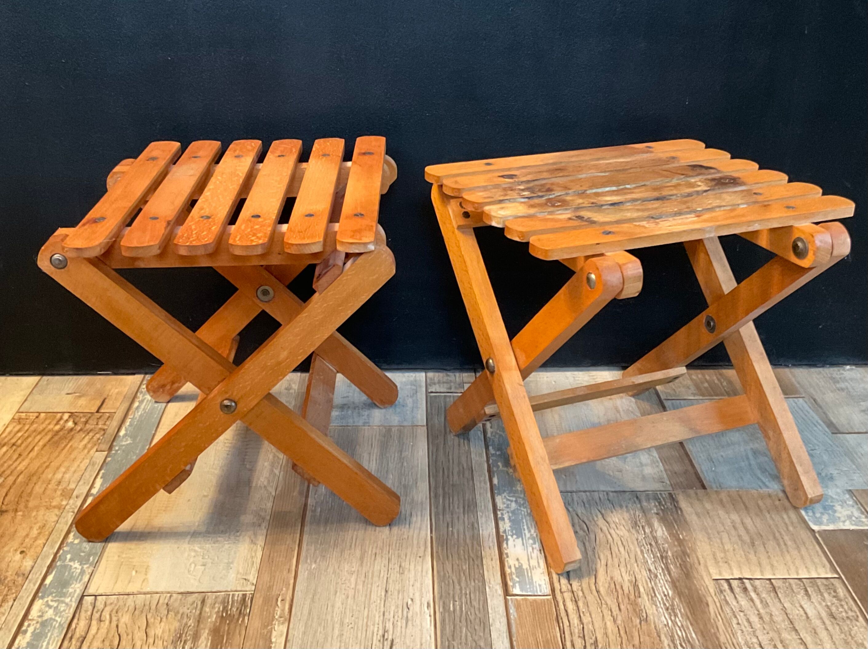 Duo of vintage folding wooden plant doors