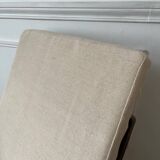 Scandinavian style armchair in wood and ecru fabric, 1950-1960