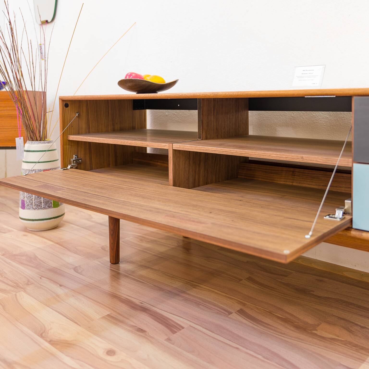 Low sideboard in walnut, Scandinavian, 176cm