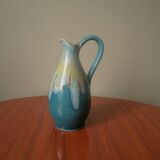 Vase with handle in enameled ceramic artisanal production country decoration slow handmade pottery