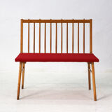 Reupholstered beechwood bench, 1950s