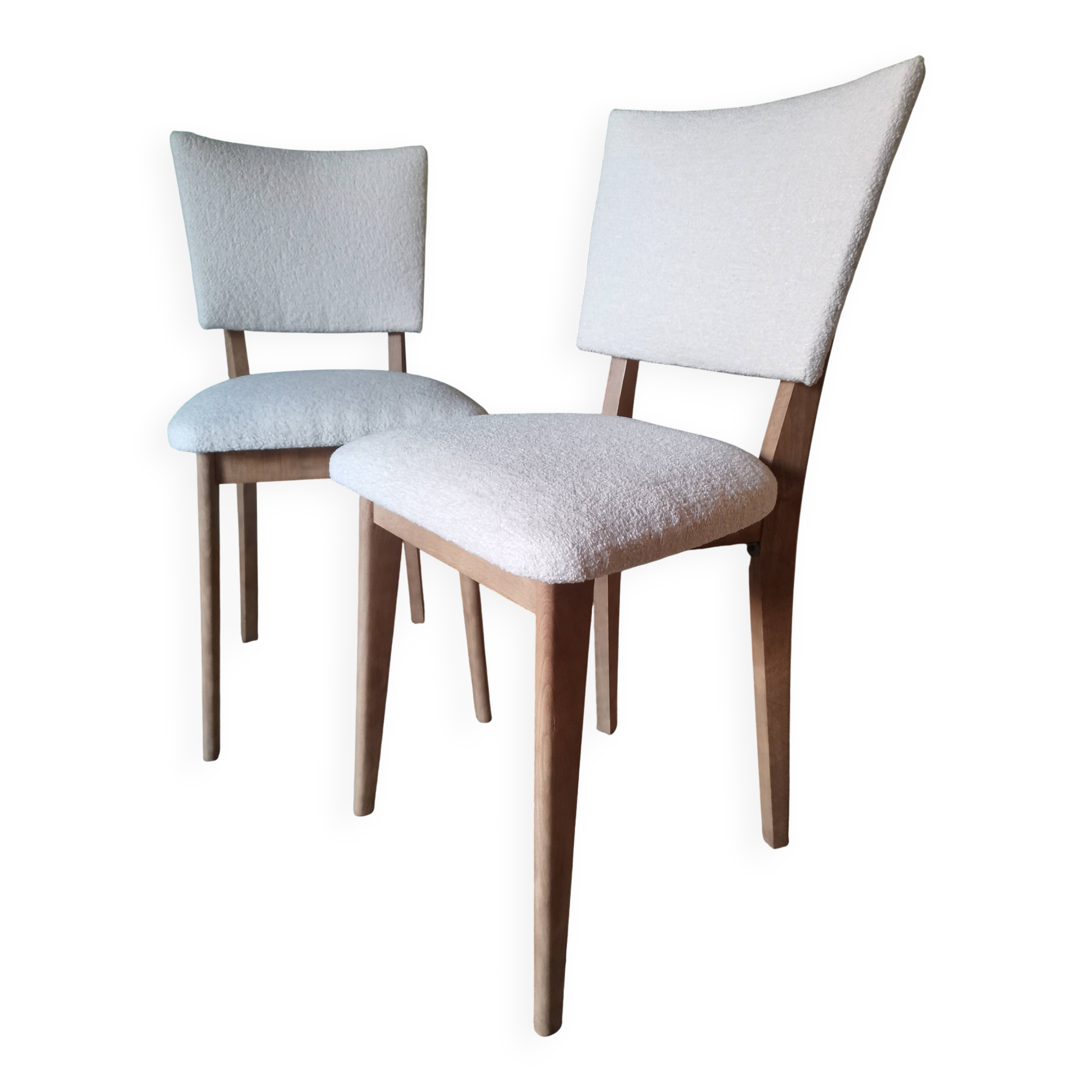 Art Deco white boucle chairs