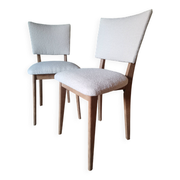 Art Deco white boucle chairs
