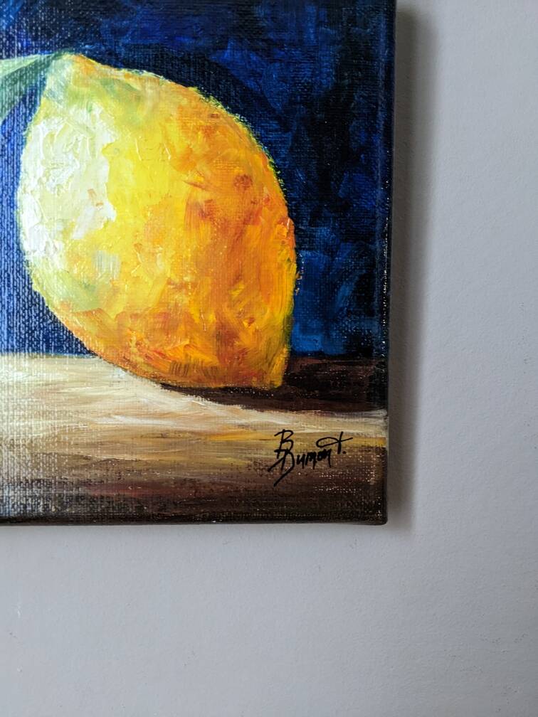 Oil painting on canvas still life lemon country decoration