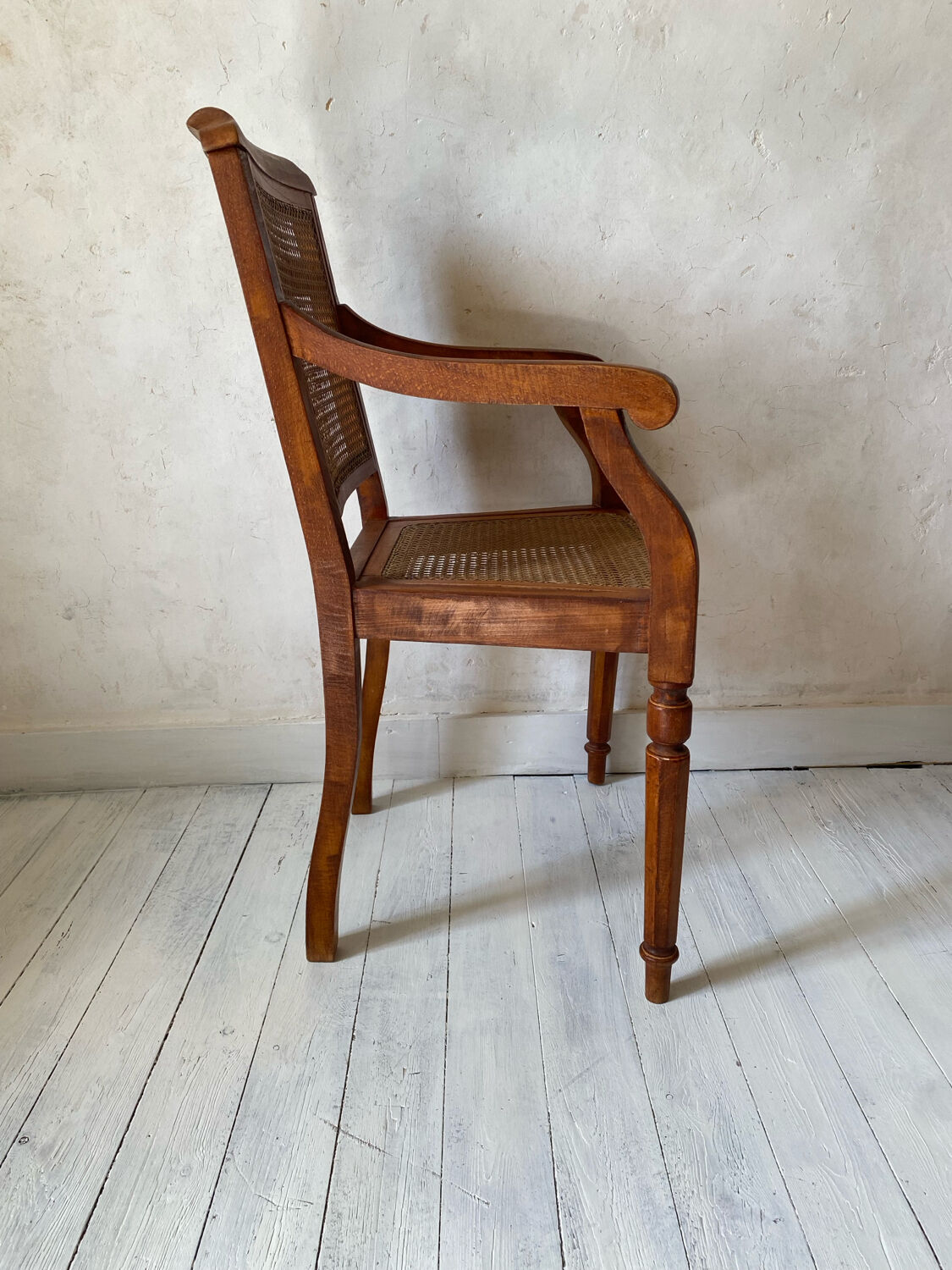 Barber chair with caning