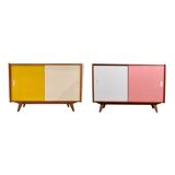 Set of 2 U452 yellow and pink sideboards by Jiri Jiroutek for Interier Praha 1960