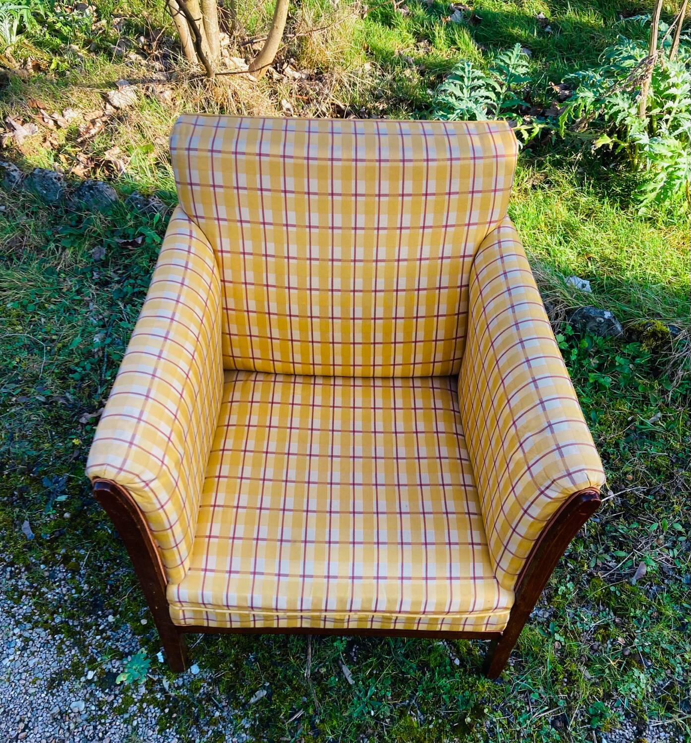Art Deco club armchair in solid wood, early 20th century