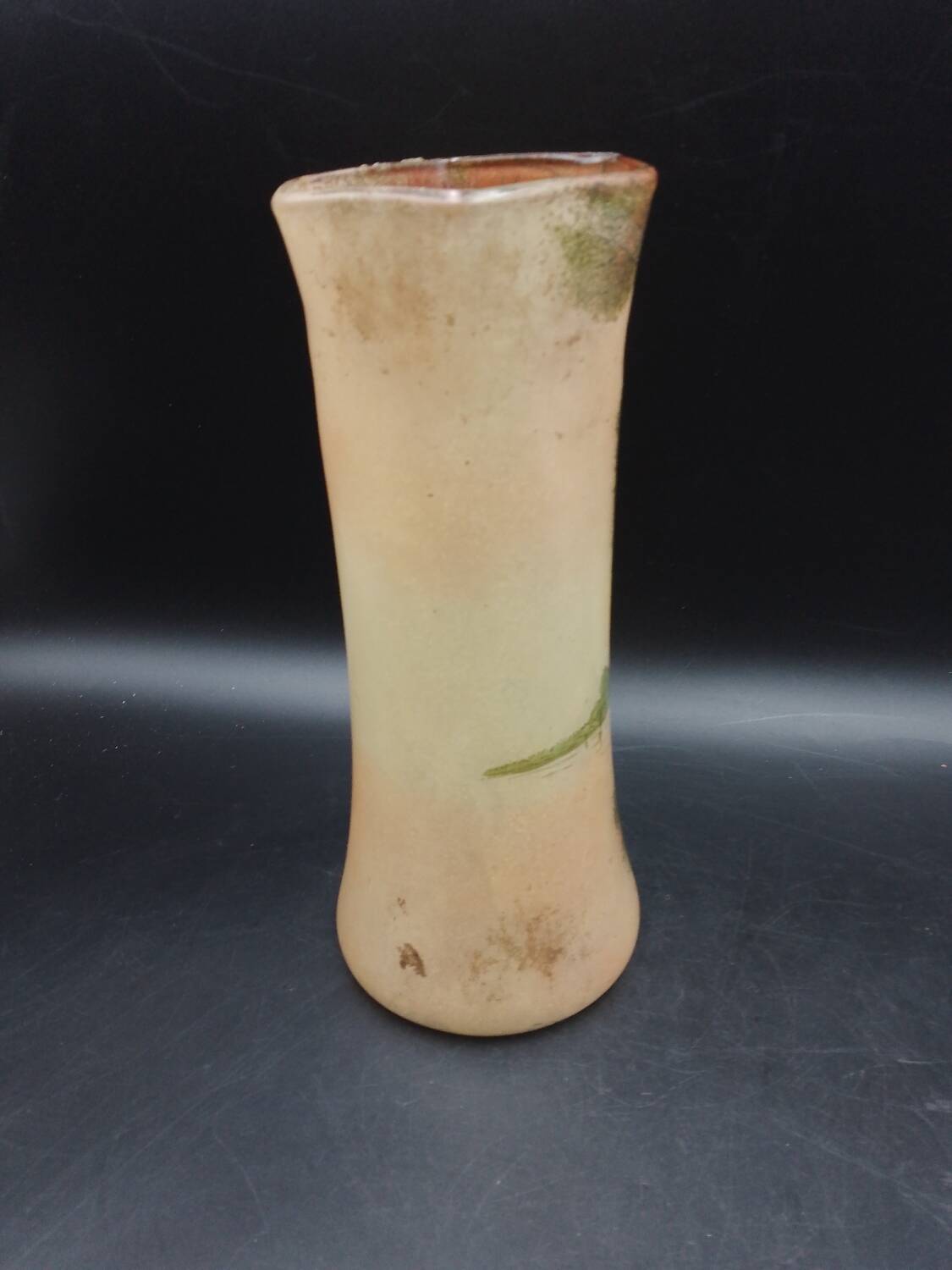 Large Diabolo Vase with Cut Sides in Legras Glass Autumn Decor Circa 1920 27.5cm