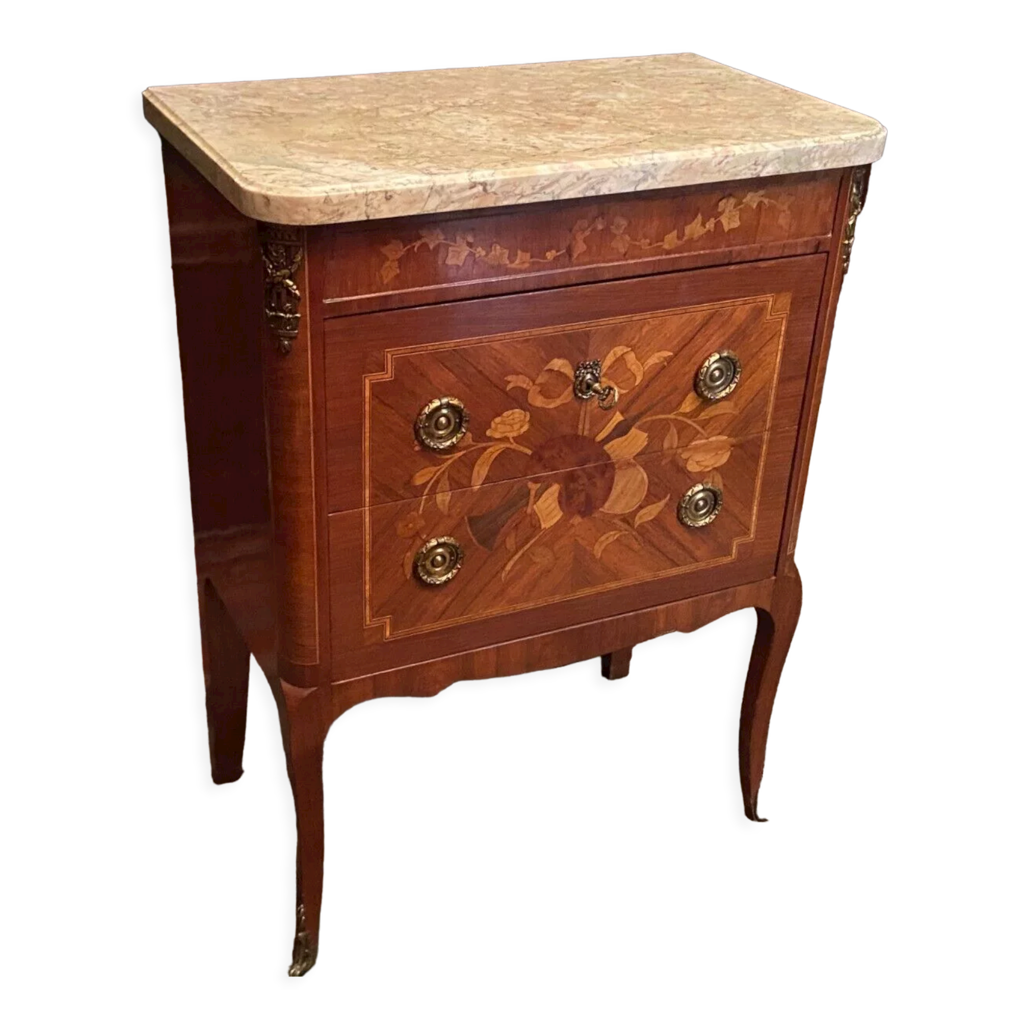 Louis XV Louis XVI style inlaid chest of drawers