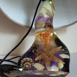 Vintage resin lamp with marine shell inclusions