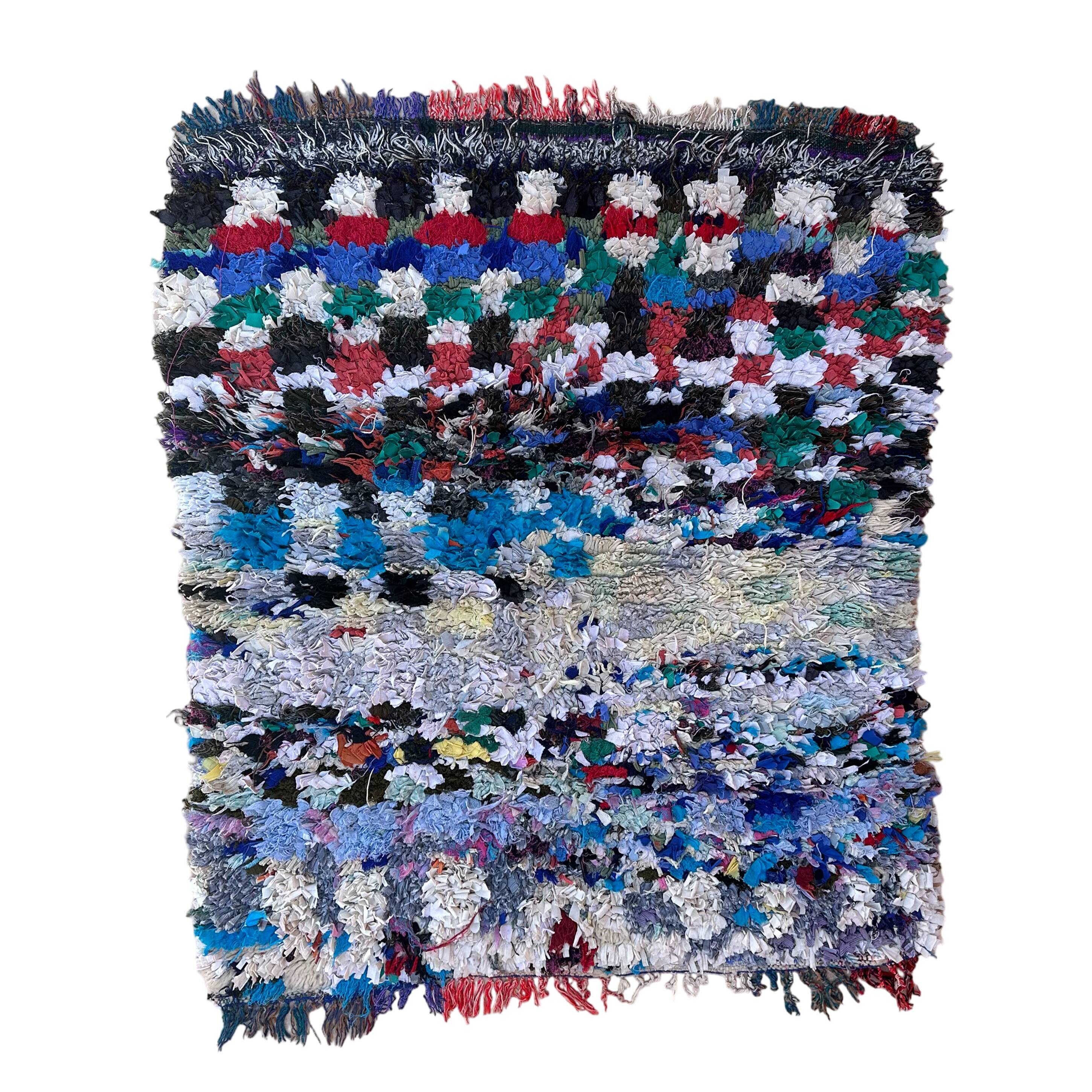 Tapis Marocain Boucherouite coloré - 110 x 121 cm