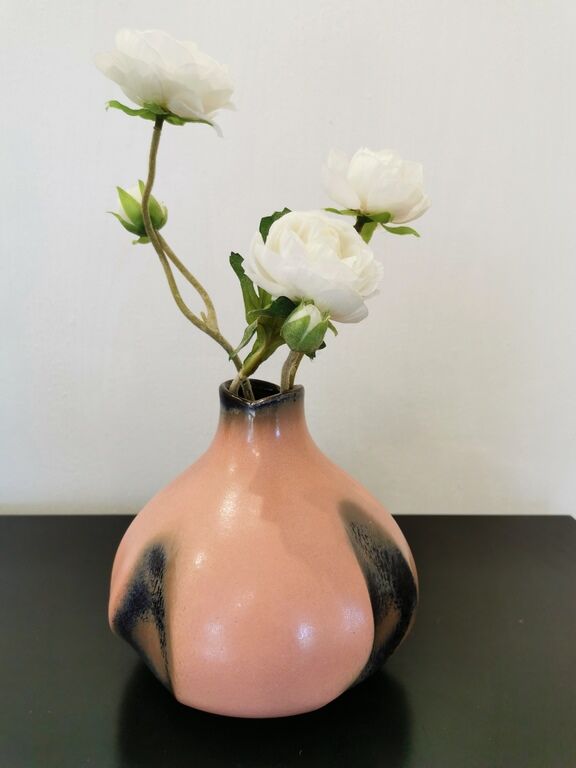 Vintage onion vase BAY West Germany old pink